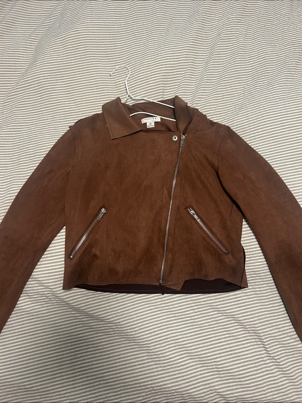 Brown Suede Asymmetrical Moto Jacket